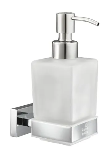 Kleine Wolke Wand-Seifenspender Meo - Modernes Wandaccessoire in Milky - Seifenspender aus Glas mit 230 ml Fassungsvermögen, hochwertige Messing- und Edelstahlhalterung, patentierte Montageoptionen für einfache Installation.