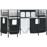 vidaXL Kinder Loft Bettgestell mit Vorhängen Schwarz 90 x 190 cm - Hochbett für Kinder mit stylischen Vorhängen, ideal für kreatives Spielen und entspanntes Lesen. Robuster Metallrahmen sorgt für Stabilität und Langlebigkeit. Platzsparendes Design für jedes Schlafzimmer.