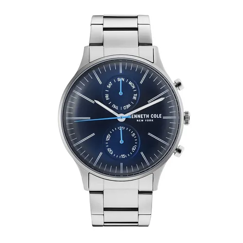 Kenneth Cole New York Herren Uhr KC50585002 - Armbanduhr aus Edelstahl mit elegantem dunkelblauen Zifferblatt und präzisem Quarzwerk, perfekt für stilbewusste Herren.