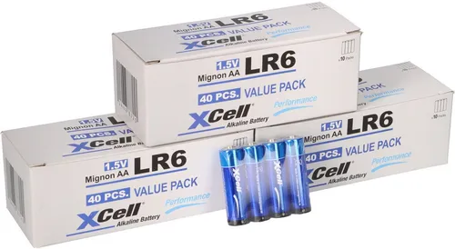 XCell 30x 4er Folie AA LR6 Mignon Super Alkaline Batterie - Batterien für vielseitige Anwendungen, langlebig und auslaufsicher. Perfekt für Geräte wie Fernbedienungen und Wecker – für zuverlässige Leistung im Alltag.