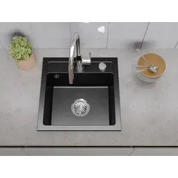 Mia Granitspüle 44x44 cm – Einbauspüle für Ihre Küche - Elegante Granitspüle 'MIA' im kompakten Format für Spülenunterschränke ab 45 cm. Kratzfest und hitzebeständig, ideal für den täglichen Einsatz in Ihrer modernen Küche.