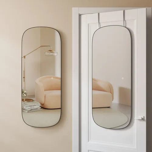 SONGMICS Wandspiegel mit gebogenen Ecken - Eleganter Ganzkörperspiegel für die Tür, inklusive Zubehör für einfache Montage und ideal für jedes Schlafzimmer oder Flur.