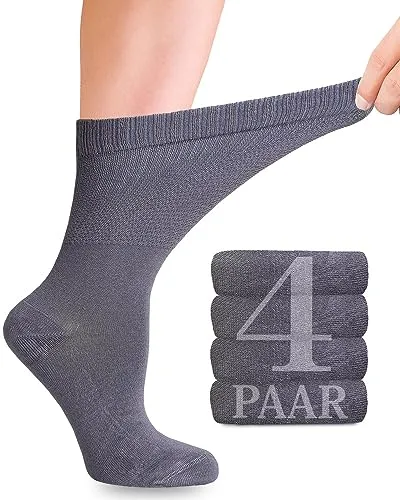 Fiera Besa Diabetiker Socken mit Lycra für Damen: Ohne Naht am Ansatz der Zehennägel; für Business und Freizeit; für Schwangere und Senioren geeignet; 4 Paar