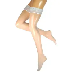 Yenita® Halterlose Feinstrümpfe (2-Paar) mit floraler Spitze weiß L/XL