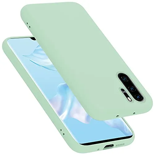 Cadorabo Hülle kompatibel mit Huawei P30 PRO Hülle Silikon Handyhülle für P30 PRO Case aus flüssigem Silikon- Kratzfeste und stoßfeste dünne TPU Schutzhülle - Liquid HELL GRÜN