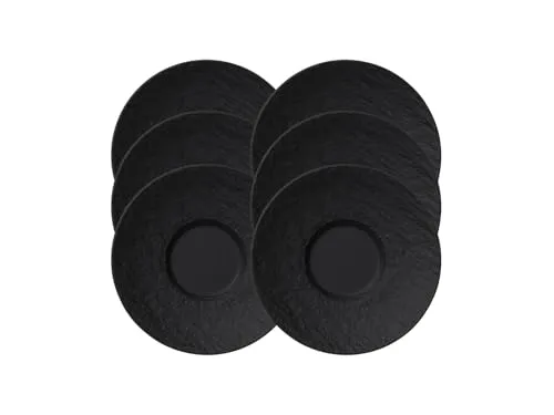 Villeroy & Boch Untertasse Manufacture Rock - Thermobehälter, 6 Mokka- / Espressountertassen aus hochwertigem, spülmaschinen- und mikrowellensicheren Porzellan für einen authentischen Look.