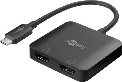 goobay 60173 USB C auf HDMI Adapter - Komponenten & Ersatzteile, ermöglicht den Anschluss von bis zu 2 HDMI-Bildschirmen mit 4K @ 60Hz für beeindruckende Bildqualität und einfache Plug & Play Nutzung.