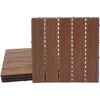 MCW WPC Bodenfliese E19 Holzoptik 50x50cm - Dunkelbraun mit 3D-Struktur - Holzfliesen für Innen- und Außenbereich, witterungs- und UV-beständig. Dank des praktischen Stecksystems sind sie vielseitig verlegbar und bieten hohe Belastbarkeit.