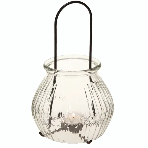 Windlicht Teelichthalter Glas Schwarz Hängewindlicht Ø14,5cm