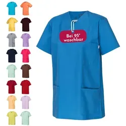 Clinotest Funktionsbluse Kasack Damen & Herren - 95 Grad waschbare, kochfest ohne einzulaufen (1-tlg) Schlupfkasack aus Baumwolle & Polyester - Berufsbekleidung für Pflege blau M