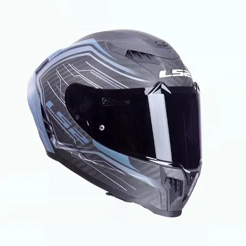 LS2 FF807 Subic Motorradhelm Matt Schwarz Blau Petrol Gr. L - Hochwertiger Integralhelm aus Kohlefaser mit optimaler Belüftung, kratzfestem Visier und antiallergischem Innenfutter. Ideal für Onroad- und ATV-Einsätze. ECE-zugelassen und inklusive Aufbewahrungstasche.