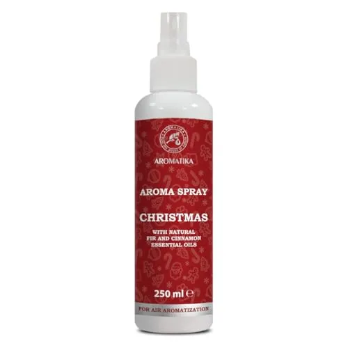 Weihnachtliches Aromaspray 250 ml - Frisches Aromaspray mit ätherischem Tannenöl und Zimtöl - Weihnachtsduft - Spray zur Lufterfrischung - Natürlicher Raumduft - Aromatherapie Raumspray - Kissenspray