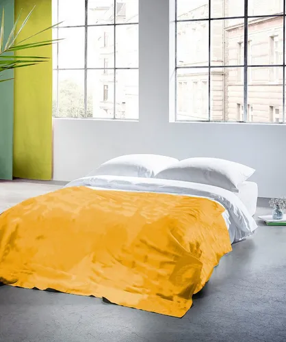 Fleuresse Plaid 3842, gelb (lemon), 180x270 cm - Elegantes Halbleinen-Plaid von Fleuresse mit sportlichem Look. Vielseitig einsetzbar als Decke, Vorhang oder Tischdecke. Pflegeleicht und maschinenwaschbar bis 60°C. Hochwertige Qualität, zertifiziert nach STANDARD 100 by OEKO-TEX.