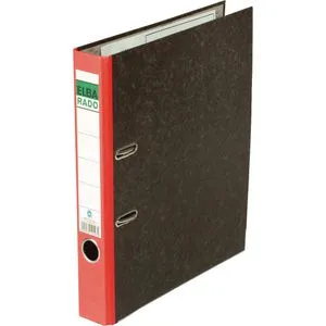 Elba Ordner 10404 RO rado, Karton, A4, 5cm, schwarz marmoriert, Rücken rot