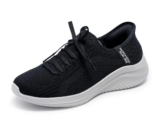 Skechers Ultra Flex 3.0 149710 - Stylish Slip-In Sneaker - Damen Sneaker in Schwarz mit Air-Cooled Memory Foam-Fußbett für ultimativen Komfort und atmungsaktives Mesh-Obermaterial. Einfacher Einstieg ohne Bücken, ideal für den Alltag!