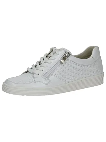 Caprice Damen Sneaker 9-9-23753-20, White Nappa, 38 EU - Damen-Sneaker aus hochwertigem Leder mit praktischem Reißverschluss und Schnürung für optimalen Komfort und Stil.