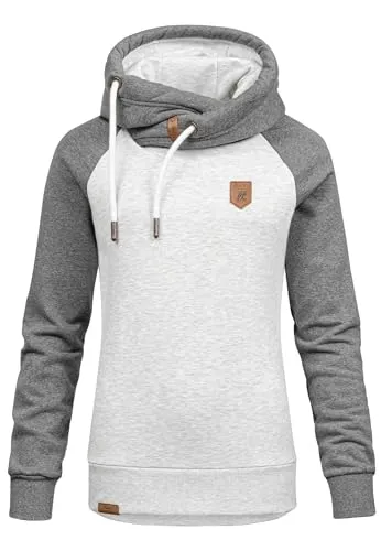 REPUBLIX Damen Kapuzenpullover Sweatjacke Pullover Hoodie Sweatshirt RD-003 Hellgrau/Anthrazit XS