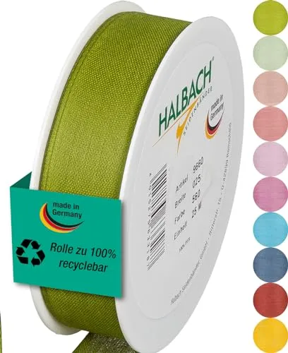 Halbach mattes Taftband, 25 mm x 25 m, grün