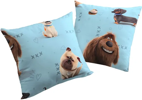 Wirth Dekokissen Pets, 2 Stück mit Tiermotiven - Kissenhüllen ohne Füllung mit beliebten Haustiermotiven aus dem Film PETS. Ideal für Kinderzimmer, mit Reißverschluss und in verschiedenen Größen erhältlich.