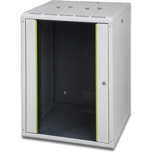 DIGITUS 19 Zoll Netzwerk-Schrank 16 HE - Wandmontage - Computer- & Server-Racks mit Sicherheitsglastür, 100 kg Traglast und optimaler Zugänglichkeit durch abnehmbare Seitenwände für einfache Installation und Schutz der EDV-Geräte.