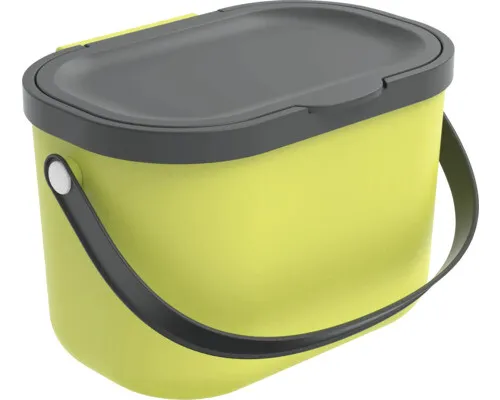 ROTHO Biomülleimer Komposteimer 3.2 l ALBULA - mit Hängevorrichtung, praktischer und stylischer Komposter in LIME grün für mülltrennendes Recycling