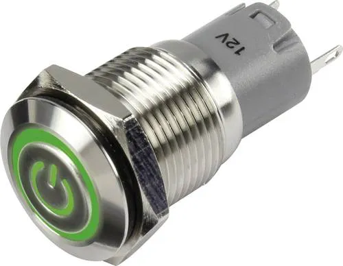 TRU Components 1303025 LAS2GQF-11ZET/G/12V/S/P Druckschalter 48 V/DC 2A 1 x Ein/Ein rastend Grün IP65 1St.