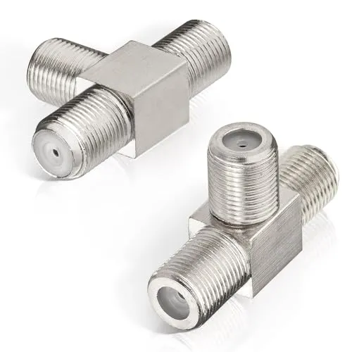 Superbat SAT F Verbinder mit 3x F-Buchse/Adapter Koaxialstecker/T-Stück für TV, Video, VCR, Antenne, Kabel, Satellitenkabel, Antennenkabel, Tuner 2 Stück