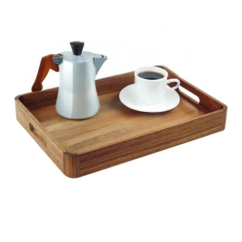 relaxdays Serviertablett aus Akazienholz mit Griffen - Das praktische Serviertablett aus robustem Akazienholz ist ideal für Frühstück im Bett, Kaffeekränzchen oder Dinnerpartys. Mit zwei Griffen für sicheren Transport und hohem Rand zum Schutz vor Herunterfallen.