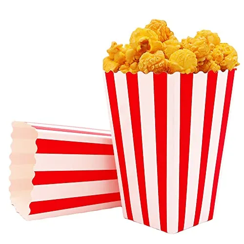 Roysmart 50 Stück Popcorn Tüten kleine, Popcorntüten Papier, Papier-Süßigkeiten-Behälter, Candy Container Popcornbox Candy Bar Zubehör Tüten Papper für Party Snacks, Süßigkeiten, Popcorn