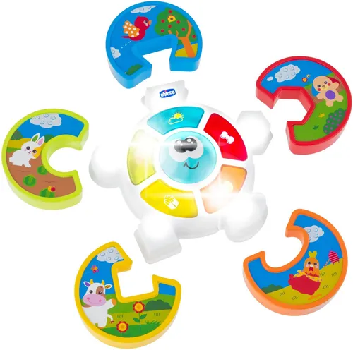 Chicco Lernspielzeug Elektronisches Puzzle - Errate Das Tier - Farbenfrohes Activity Center mit Lichtern und Geräuschen. Fördert logisches Denken beim Finden der passenden Tierpuzzleteile und belohnt mit Tierlauten und Melodien.