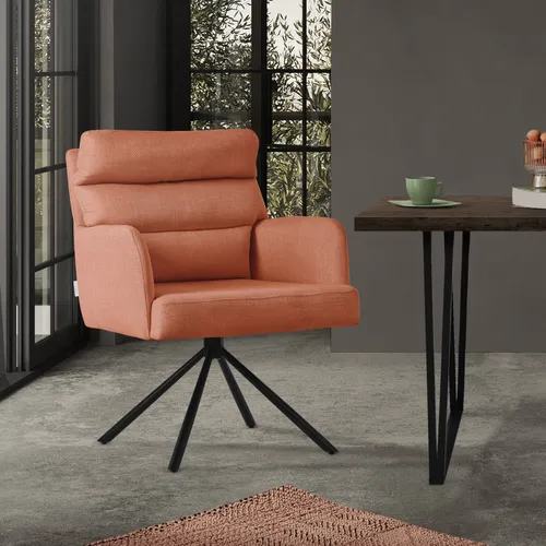 ML-DESIGN Polsterstuhl Orange - Ergonomischer Armlehnstuhl mit 180° Drehfunktion - Polsterstühle: Moderner Esszimmerstuhl mit ergonomischer Rücken- und Armlehne für höchsten Komfort und stilvolles Design. Ideal für Esszimmer, Wohnzimmer oder Home-Office.