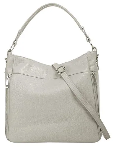 Cluty Henkeltasche aus echtem Leder, Made in Italy - Grau - Handtaschen aus hochwertigem Echtleder, stilvoll und langlebig, ideal für modebewusste Frauen.