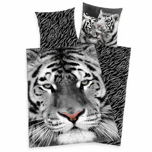 Klaus Herding GmbH Bettwäsche Set weißer Tiger 135 x 200 cm von Herding