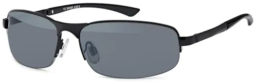 styleBREAKER Unisex Halbrand Sonnenbrille mit rechteckigen Polycarbonat Gläsern und Federscharnier, 09020051, Farbe:Gestell Schwarz/Glas Grau getönt