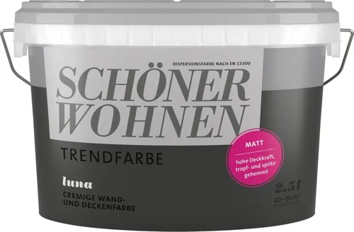 Schöner Wohnen 2,5 Liter Trendfarbe matt LUNA - Farben in trendigem Mattfinish, ideal für kreative Wohnraumgestaltungen und einfache Anwendung.