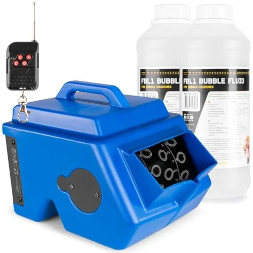 BeamZ B1500 Seifenblasenmaschine mit 2L Flüssigkeit, Hochzeit Seifenblasen Maschine Groß, 2L Tank, Fernbedienung, 15.000 Bubbles p/M, 25 Watt, Bubble Machine, Seifenblasenmaschine