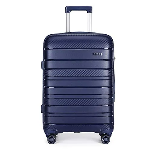 KONO Kabinentrolley 55x40x20 Leicht Kleiner Koffer Trolley Handgepäck Hartschale Rollkoffer Reisekoffer mit 4 Rollen und TSA Schloss, Polypropylen Suitcase (Dunkelblau, Koffer M)