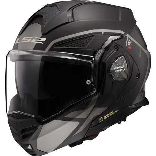 LS2 Klapphelm ADVANT X METRYK Matt Titanium, XXXL - Motorradhelm aus Tri-Composite-Fasern für hohe Widerstandsfähigkeit und geringes Gewicht von 1550 g, ideal für Sicherheit und Komfort auf jeder Fahrt.