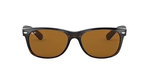 Ray-Ban RB 2132 NEW WAYFARER Unisex-Sonnenbrille - Sportbrillen mit braunem Kunststoff-Gestell und mineralischen Gläsern, ideal für stilbewusste Outdoor-Aktivitäten