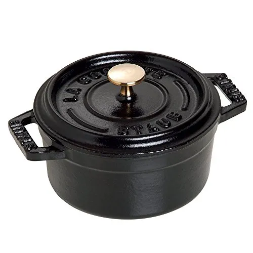 Staub Mini Cocotte 10cm rund schwarz - Pfannen - Hochwertige Gusseisen-Schmortopf für gleichmäßige Wärmeverteilung und perfekte Ergebnisse in der Küche.