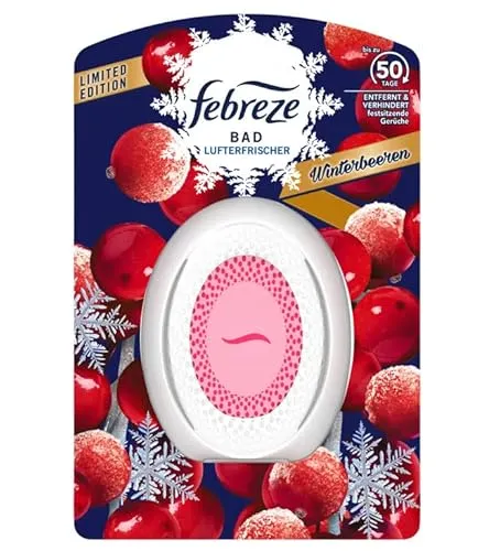 Febreze Winterbeeren Bad Lufterfrischer, Kontinuierliche Geruchsentfernung und -verhinderung, 1 Stück