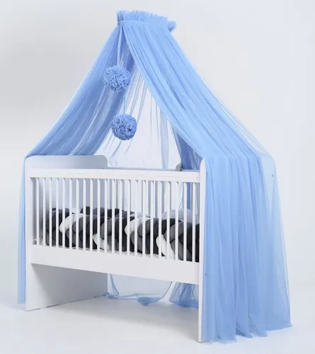 Betthimmel blau mit Bommeln in blau von Baby Fancyroom