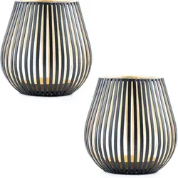 2er Set Skandinavisches Design Windlicht Teelichthalter Amunda