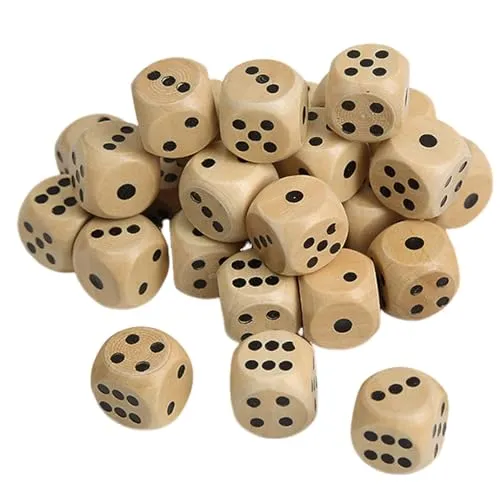BEELUKY Holzwürfel Set 40 Stück, 16mm Standard Spielwürfel für Partyspiele