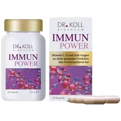 Immun Power Dr. Koll Vitamin C + D + Zink Kapseln - Nahrungsergänzungsmittel für das Immunsystem mit innovativem Nährstoffkomplex, gluten- und lactosefrei. Ideal zur Unterstützung der Immunfunktion und zur Verringerung von Müdigkeit.