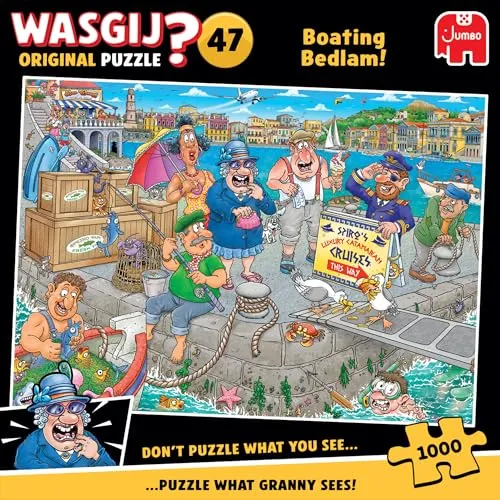 Wasgij Original 47 - Boating Bedlam (1000) Puzzle - 1000 Teile Puzzle für kreative Denker, entdecke die Überraschungen auf Granny und Grandad's luxuriöser Katamaran-Kreuzfahrt!