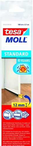 TESA STANDARD 05433-00100-00 Türdichtschiene tesamoll Weiß - Türdichtschiene für effektiven Zugluft- und Kälteschutz, selbstklebend und energiesparend (bis zu 40 %). Ideal für Parkett, Laminat oder PVC-Böden.