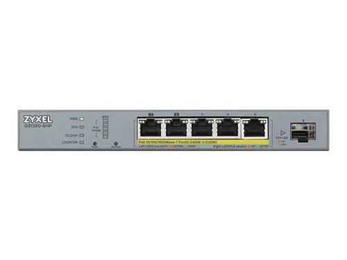 Zyxel GS1350-6HP - 6-Port Netzwerk-Switch inkl. 1 Jahr Nebula Pro, ideal für smarte Netzwerklösungen und hohe Leistung