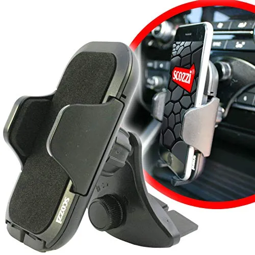 scozzi Handyhalterung Auto CD Schlitz Einschub Fach Handy KFZ Halterung Halter zB kompatibel mit Samsung S26 S25 S24 S23 A56 A55 A36 A26 für iPhone 17 16 15 14 13 FE Plus Ultra Lite Pro