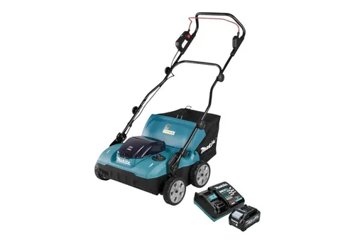 Makita Akkurasenmäher UV 001 GM101 – 40 V Vertikutierer mit 38 cm Schnittbreite - Effizienter 40 V Akku Vertikutierer mit 38 cm Schnittbreite und 50 l Fangkorb. Ideal für die Pflege Ihres Rasens, einfach zu bedienen und leistungsstark.